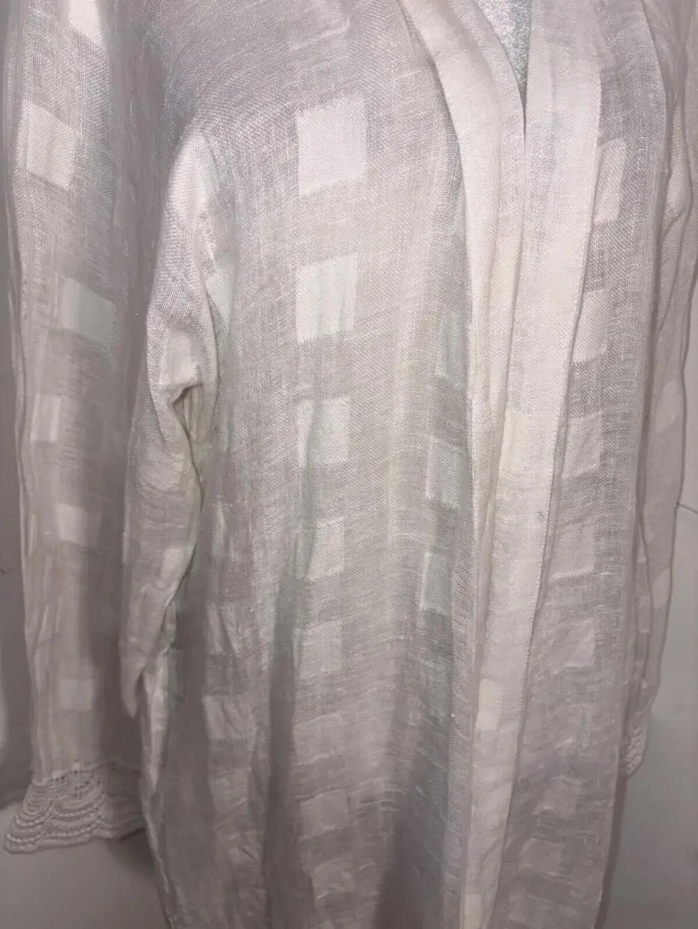 Elizabeth Hurley Beach Coverup Linen/Cotton India White Boho Sexy One Size Lace - Picture 5 of 13